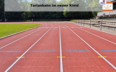 Die Tartanbahn im Waldstadion erstrahlt im neuen Glanz – nur für euch, die StarterInnen beim 16. ksp MöWathlon am 6. Juli